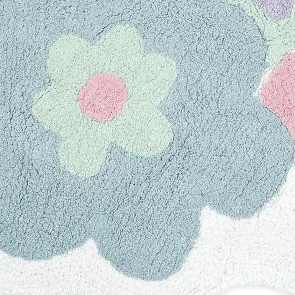 32" Pink And White Cotton Flowers Floral Bath Rug HomeRoots