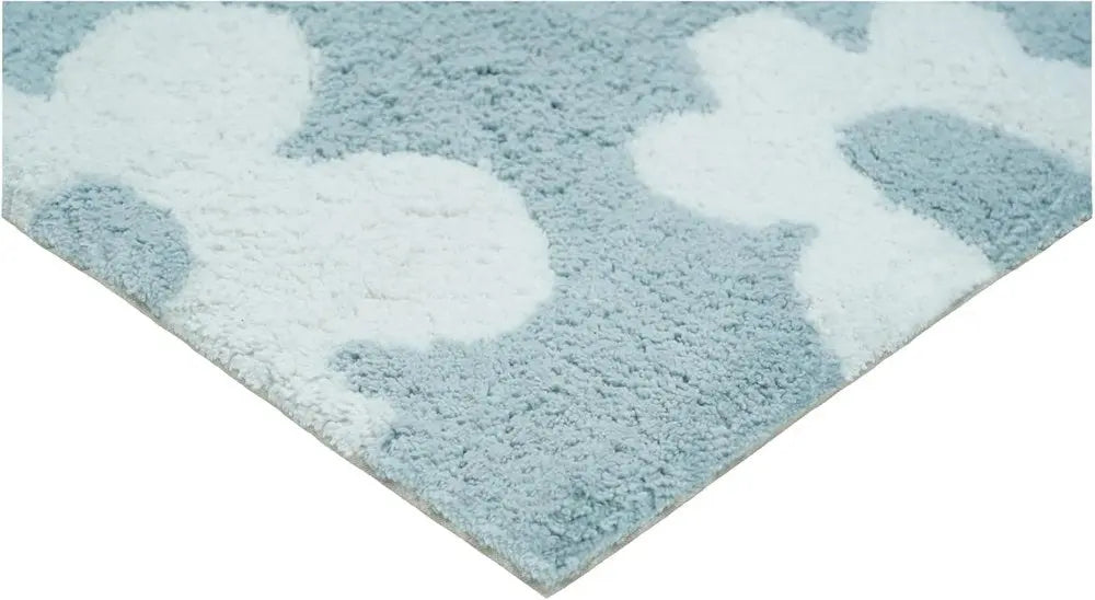 32" Blue And White Cotton Floral Bath Rug HomeRoots