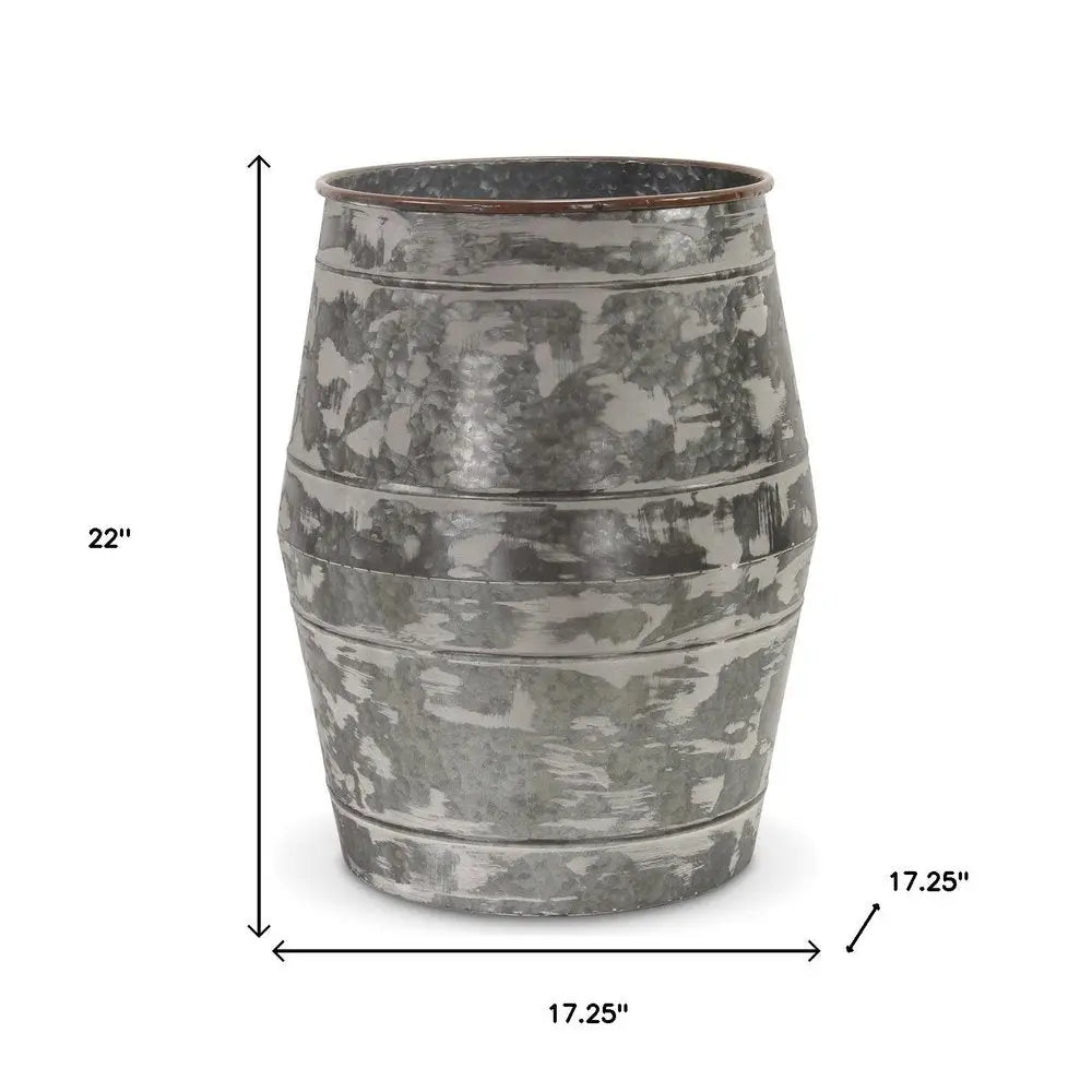 Set of Two Gray Galvanized Metal Cylinder Floor Vases HomeRoots