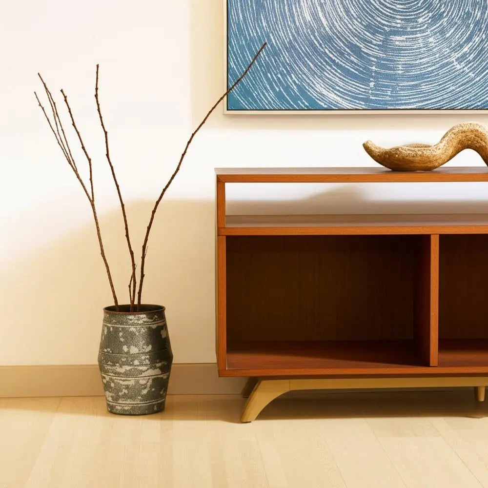 Set of Two Gray Galvanized Metal Cylinder Floor Vases HomeRoots