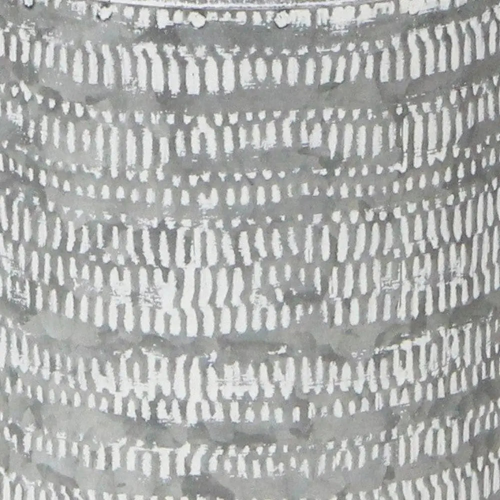 10" Gray Galvanized Metal Geometric Patterned Jug Vase HomeRoots