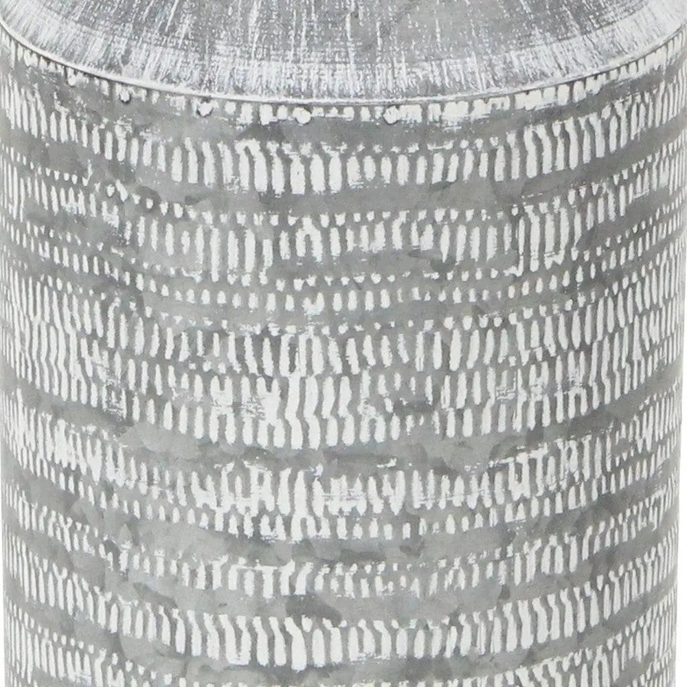 10" Gray Galvanized Metal Geometric Patterned Jug Vase HomeRoots
