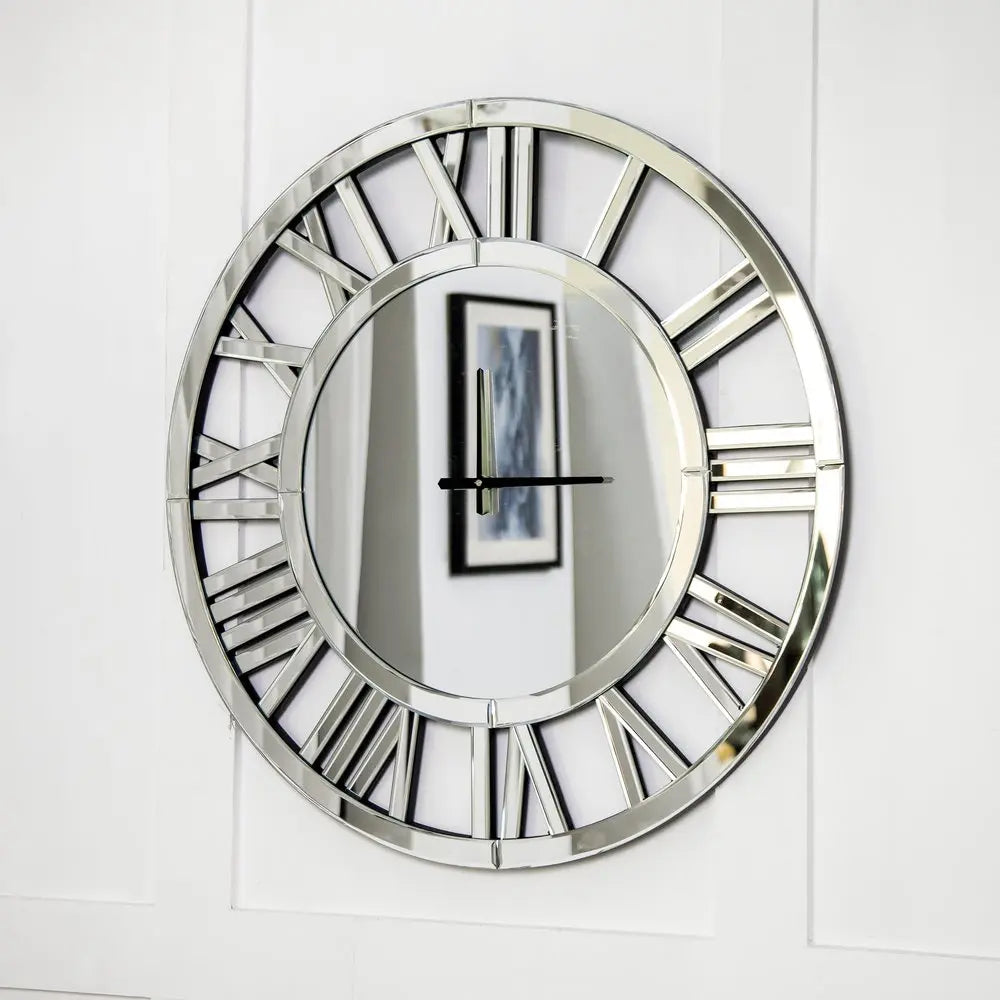 37" Silver Acrylic Silent Analog Round Wall Clock HomeRoots