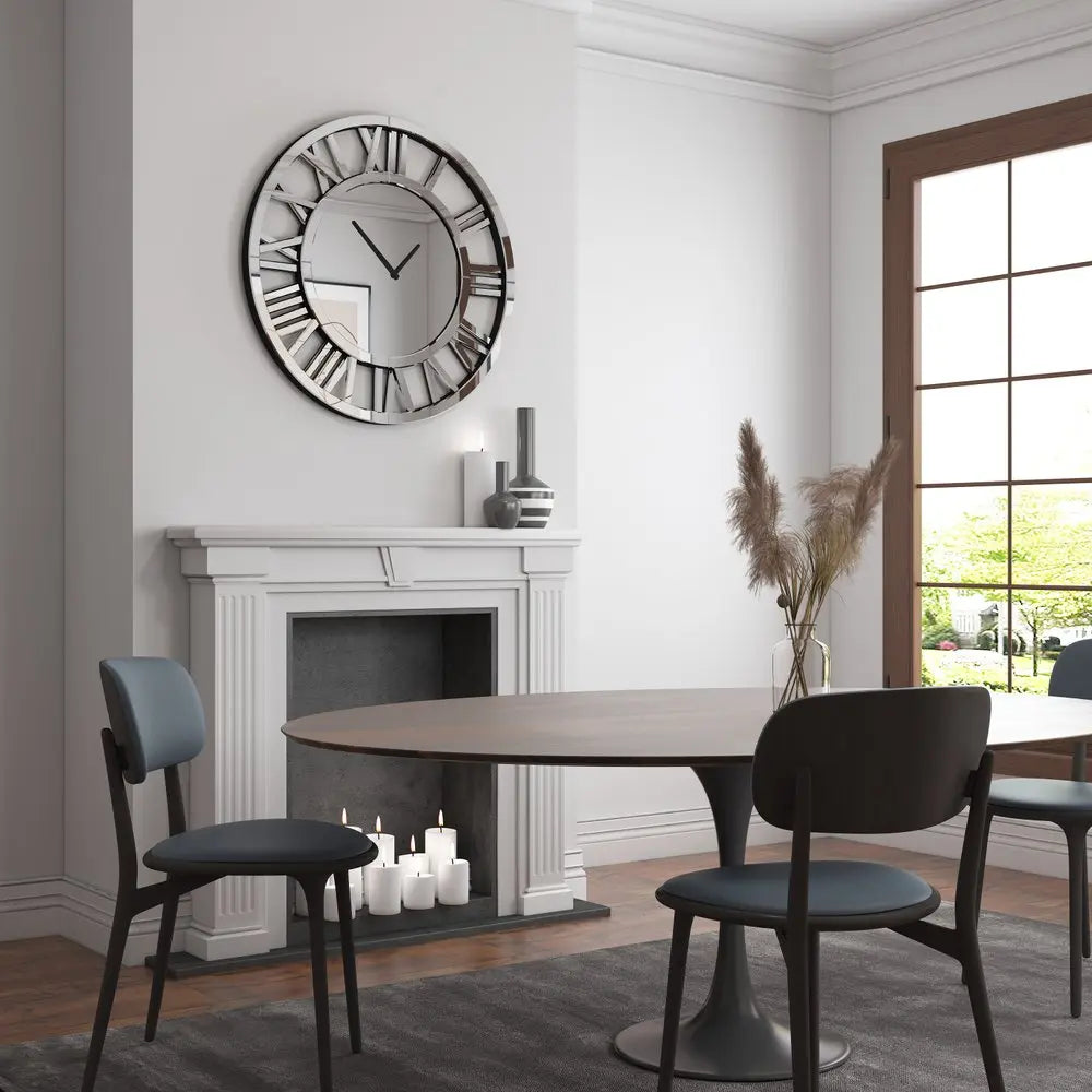 37" Silver Acrylic Silent Analog Round Wall Clock HomeRoots