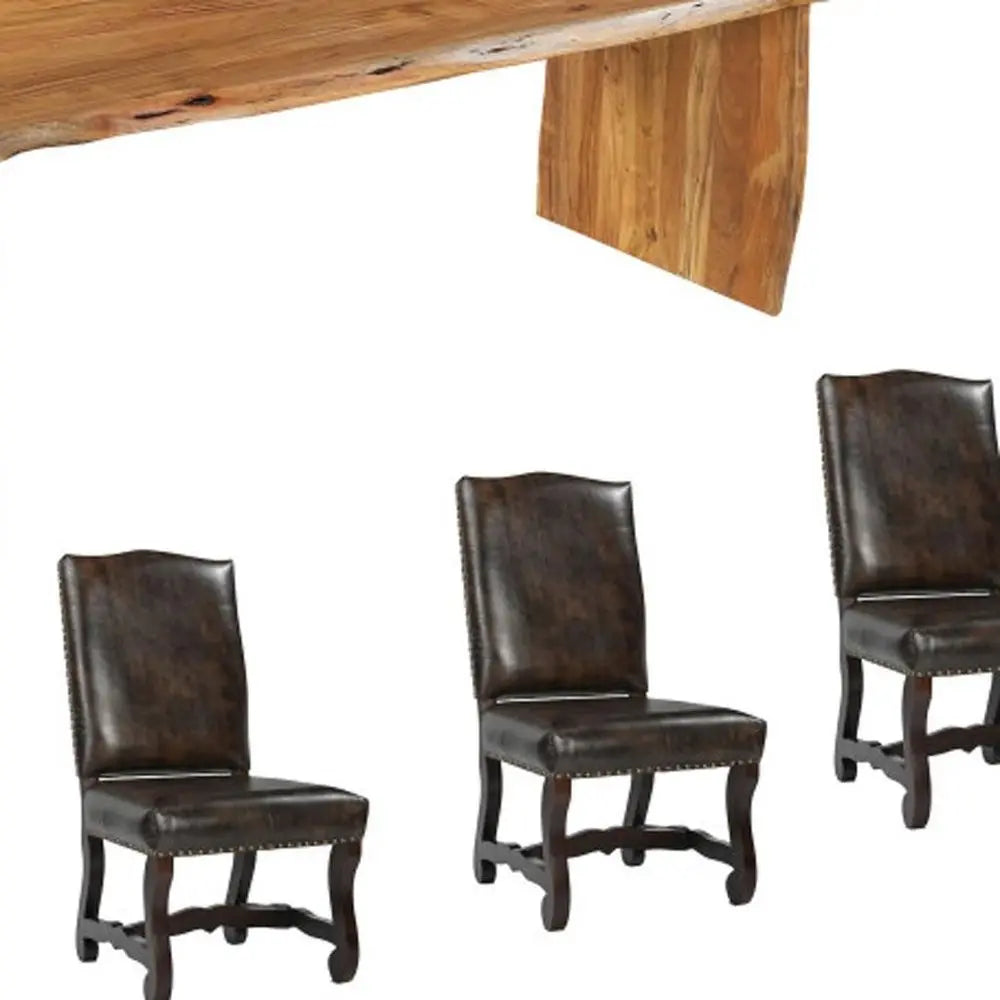 Nine Piece Brown Solid Wood Dining Set with Eight Chairs - NOVA HOME FURNITURE