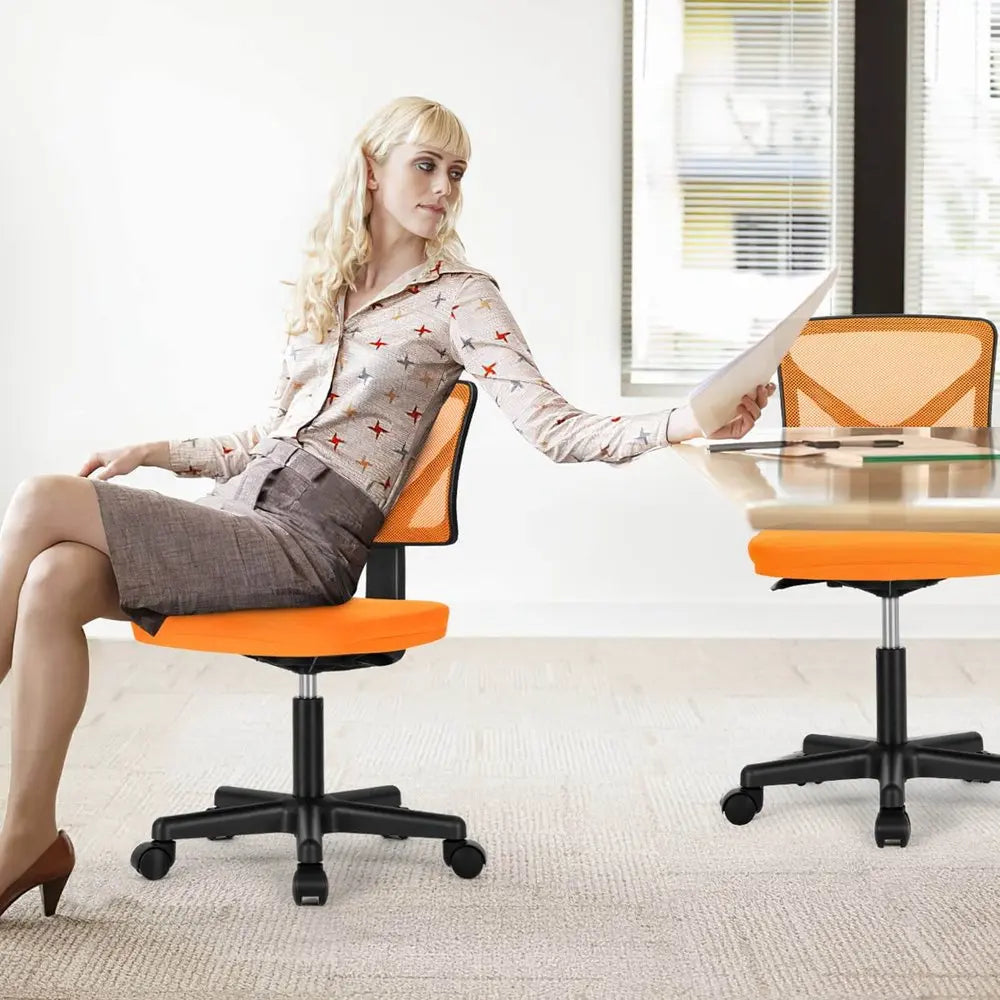 Black and Orange Adjustable Height Swivel Rolling Office Chair - NOVA HOME FURNITURE