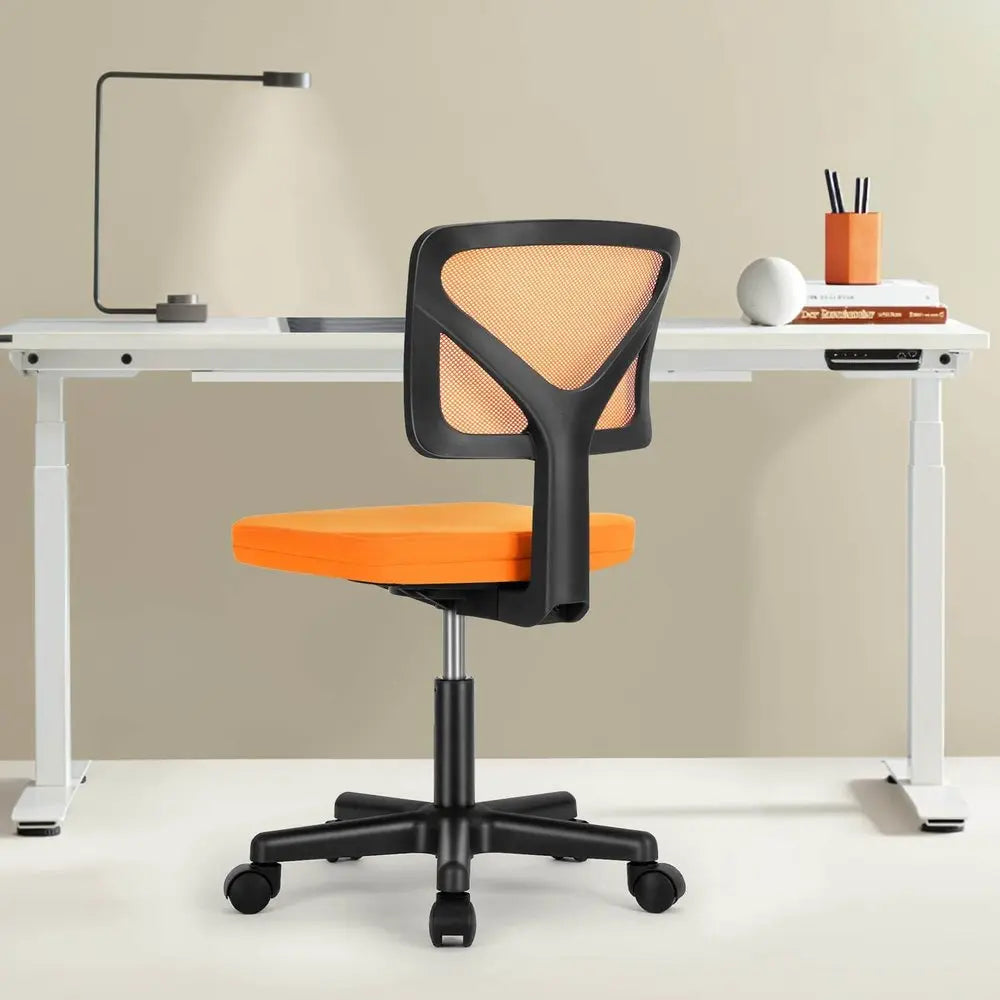 Black and Orange Adjustable Height Swivel Rolling Office Chair - NOVA HOME FURNITURE