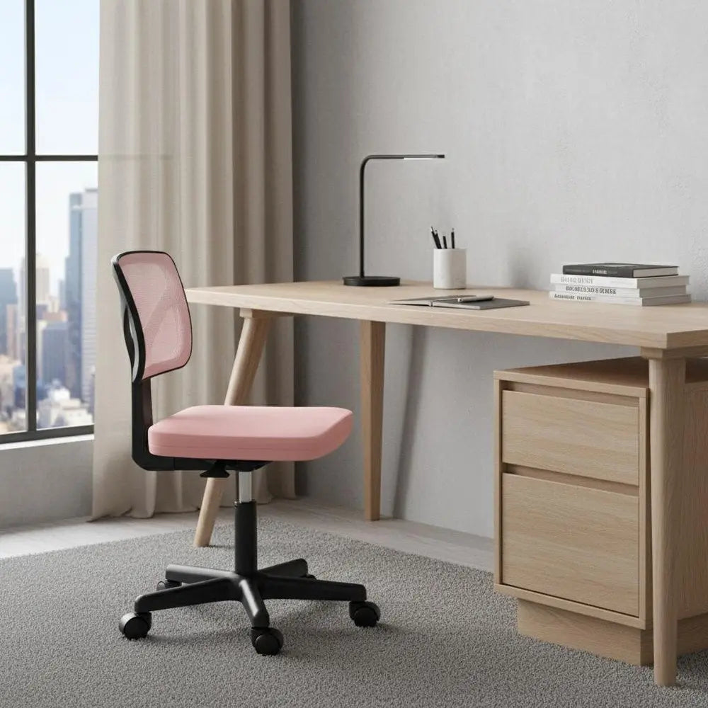 Black and Pink Adjustable Height Swivel Rolling Office Chair - NOVA HOME FURNITURE