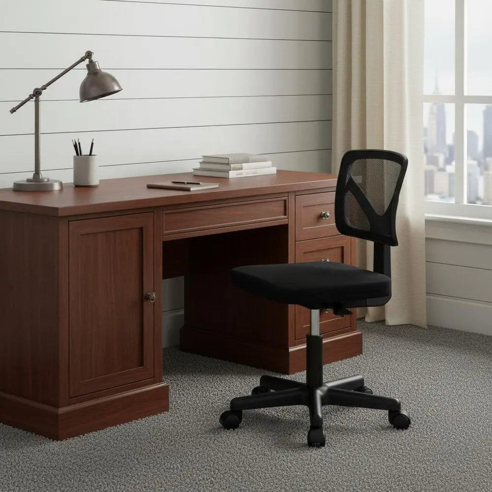 Black Adjustable Height Swivel Rolling Office Chair - NOVA HOME FURNITURE