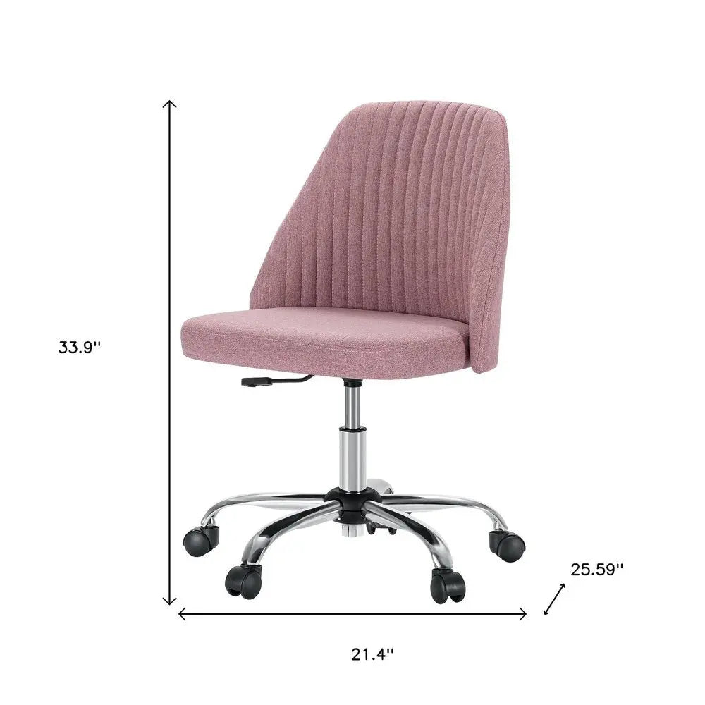 Pink and Silver Swivel Rolling Office Chair - NOVA HOME FURNITURE