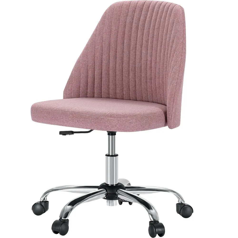 Pink and Silver Swivel Rolling Office Chair - NOVA HOME FURNITURE