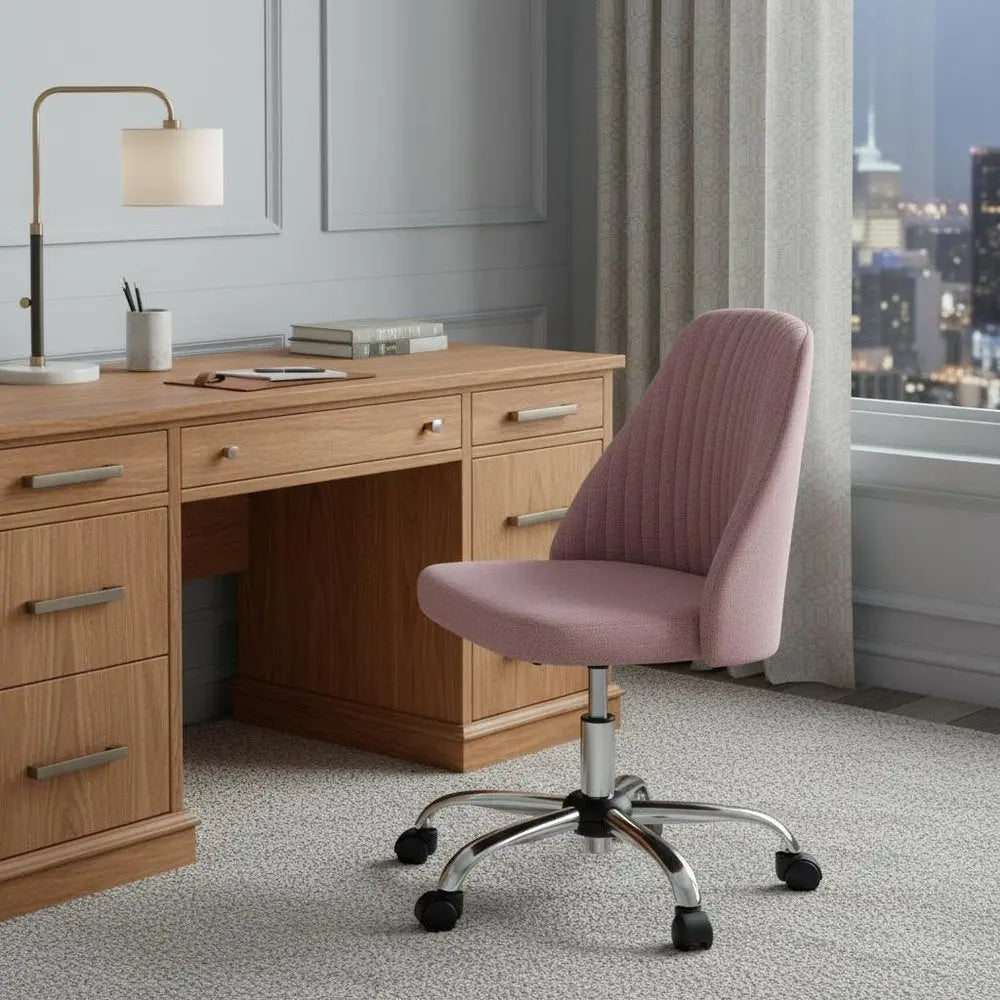 Pink and Silver Swivel Rolling Office Chair - NOVA HOME FURNITURE