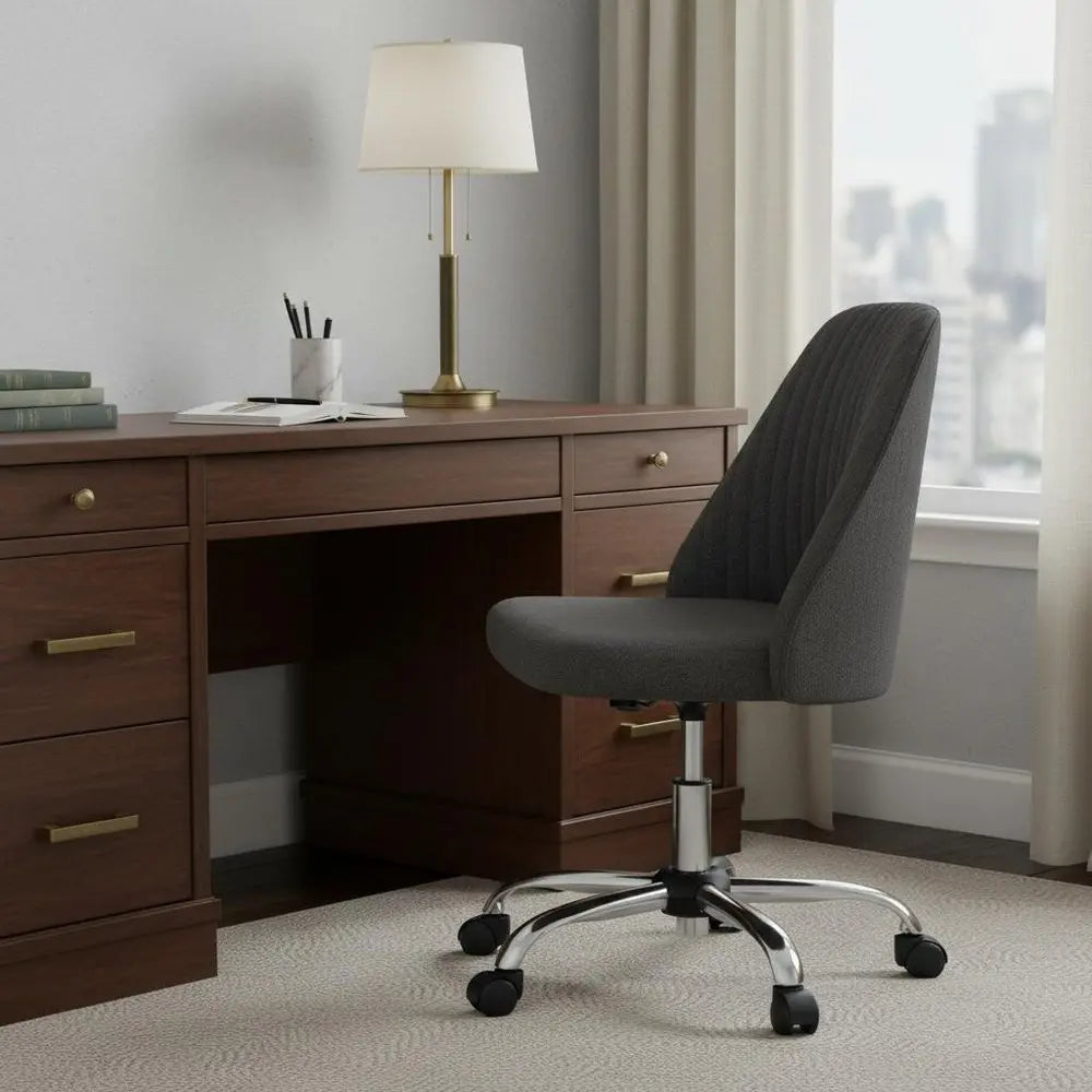 Gray and Silver Adjustable Height Swivel Rolling Office Chair - NOVA HOME FURNITURE