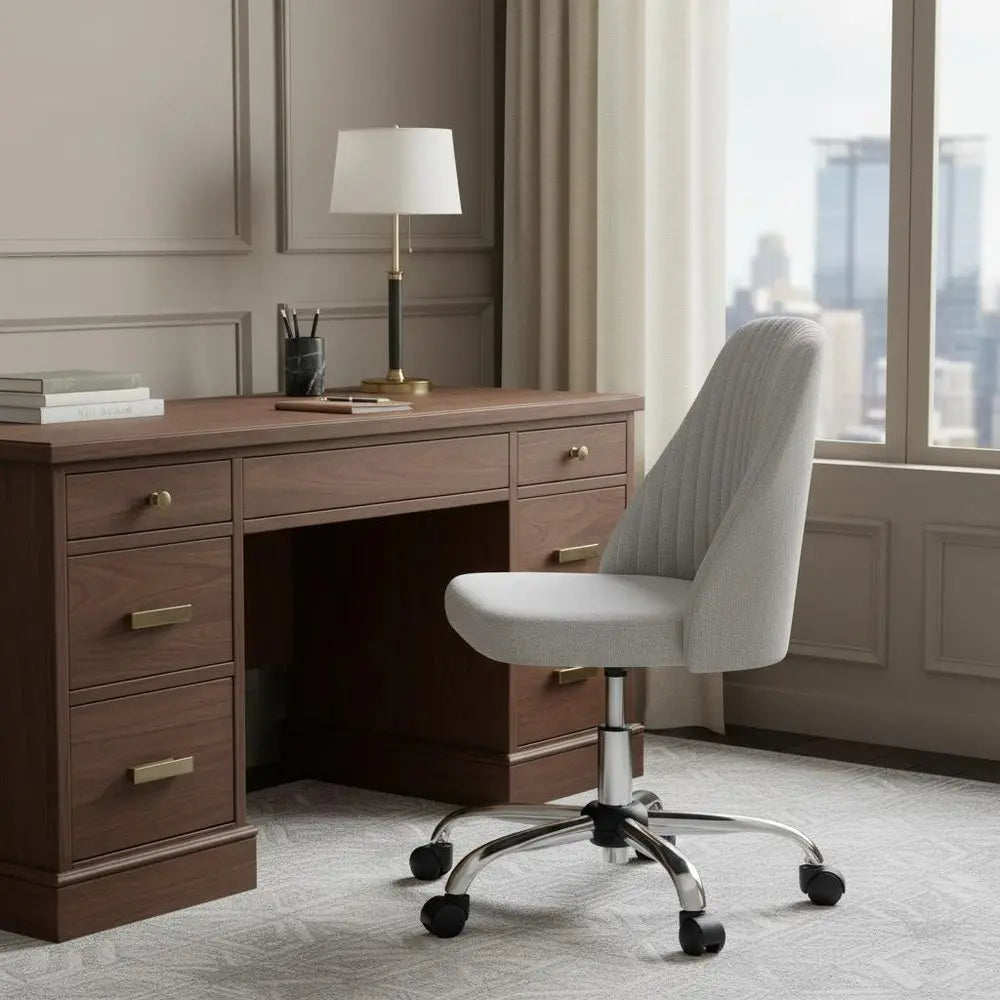 Gray and Silver Adjustable Height Swivel Rolling Office Chair - NOVA HOME FURNITURE