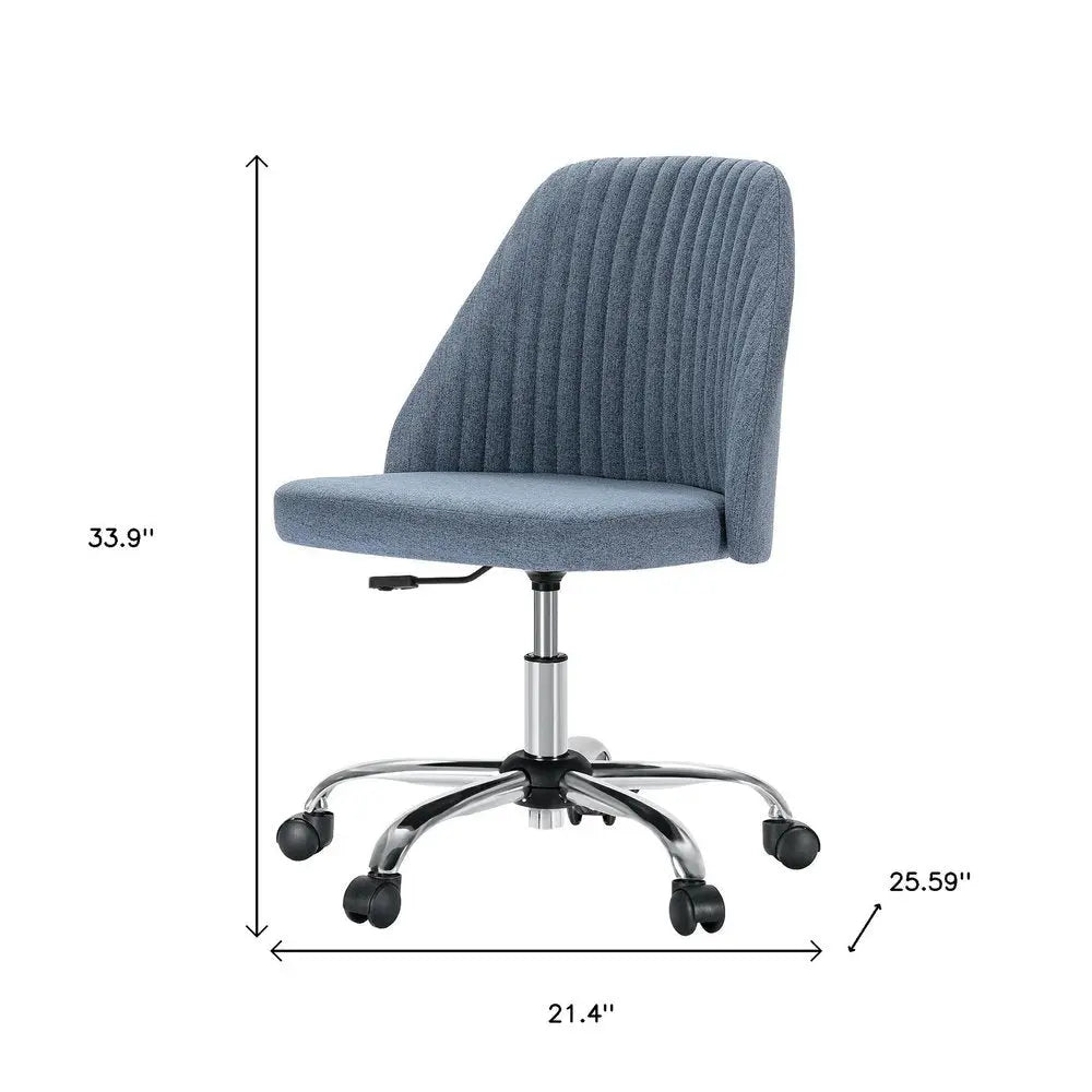 Blue and Silver Adjustable Height Swivel Rolling Office Chair - NOVA HOME FURNITURE