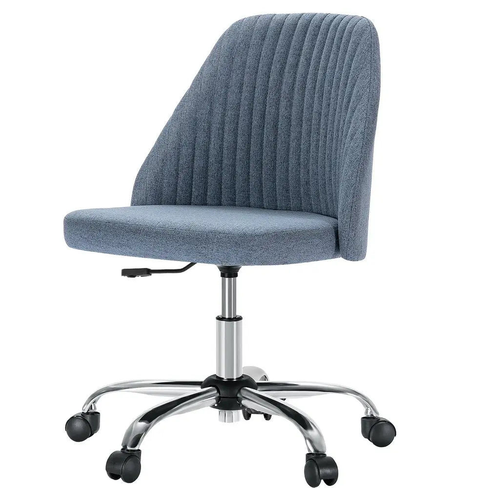 Blue and Silver Adjustable Height Swivel Rolling Office Chair - NOVA HOME FURNITURE