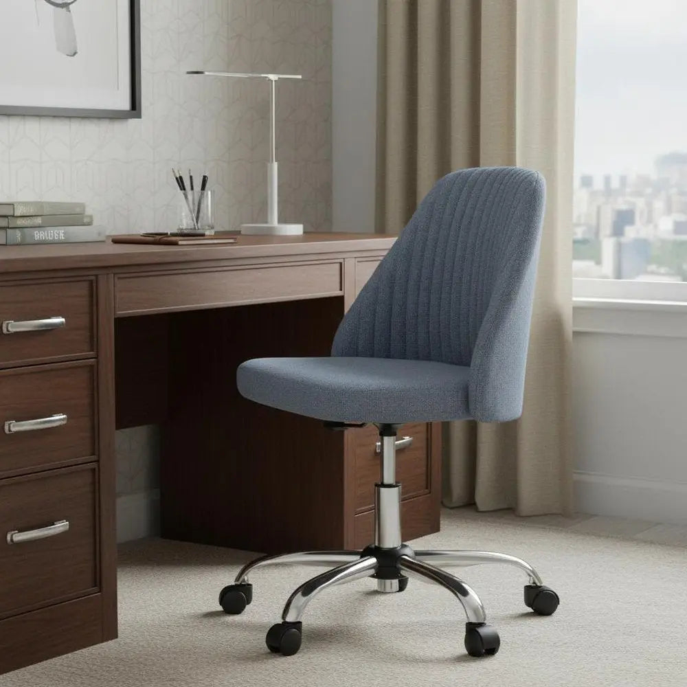 Blue and Silver Adjustable Height Swivel Rolling Office Chair - NOVA HOME FURNITURE