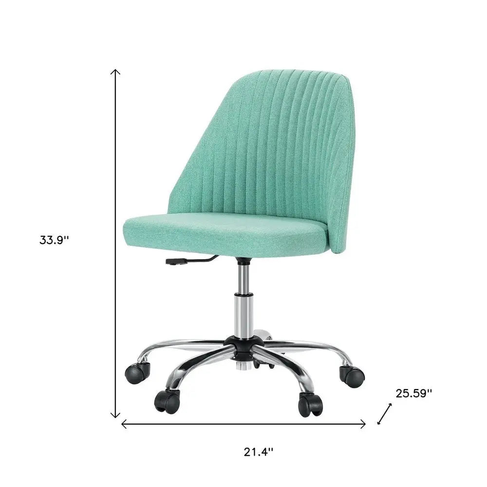 Green and Silver Adjustable Height Swivel Rolling Office Chair - NOVA HOME FURNITURE