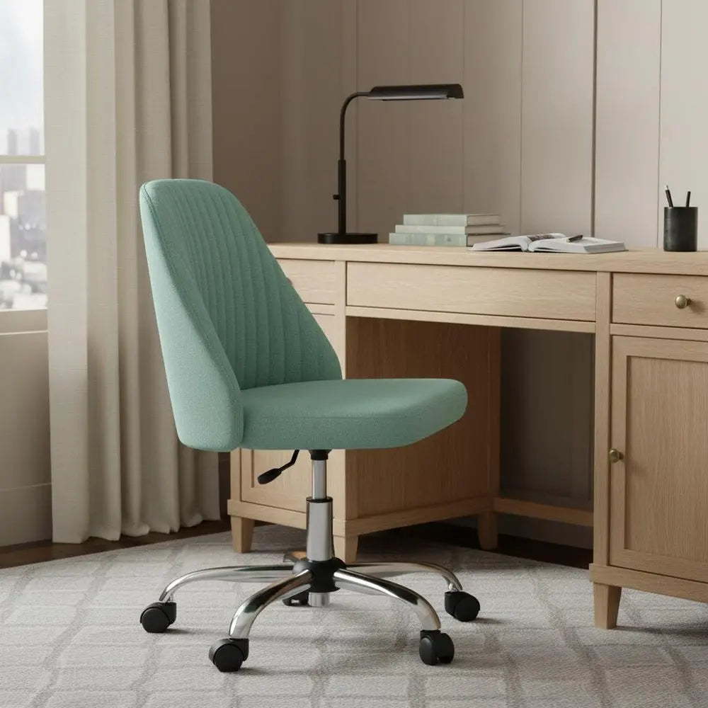 Green and Silver Adjustable Height Swivel Rolling Office Chair - NOVA HOME FURNITURE
