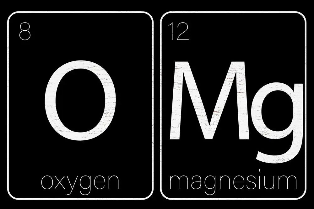 12" X 12" Black And White OMG Oxygen and Magnesium Wood Wall Decor HomeRoots