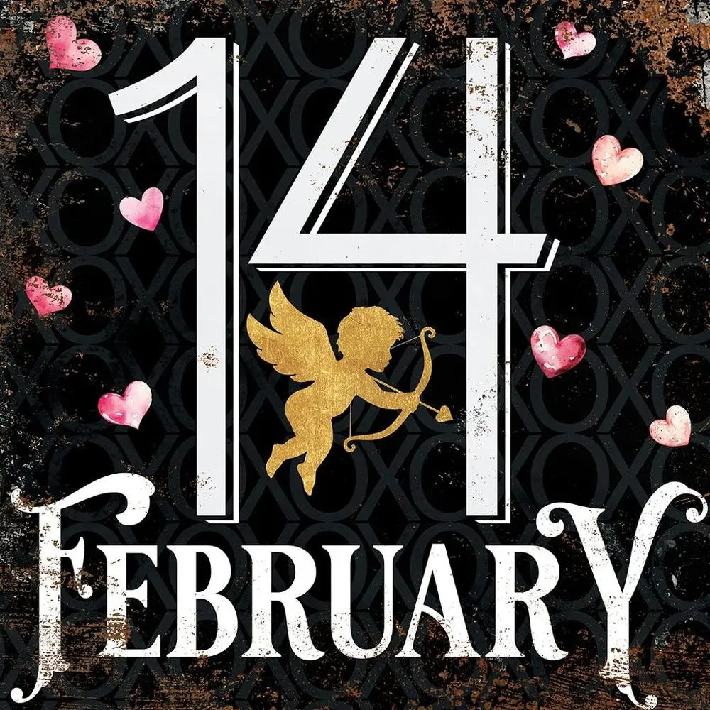 12" X 12" Black White And Pink Valentine's Day 14-Feb Canvas Square Hanging Wall Decor HomeRoots