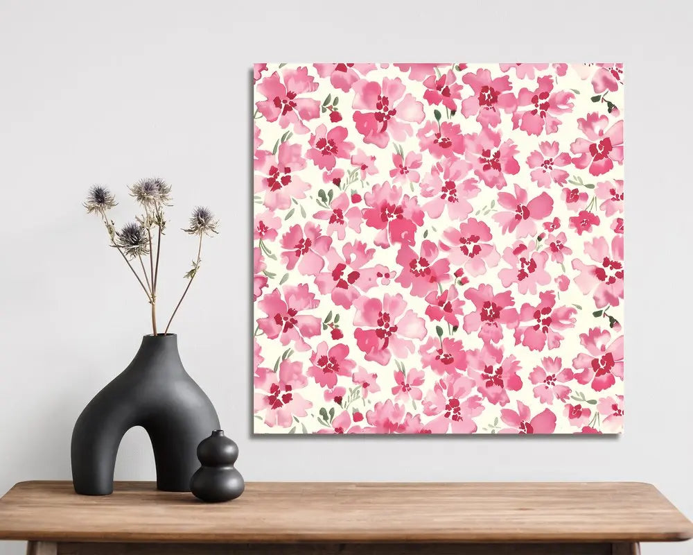 12" X 12" White And Pink Flower Floral Canvas Square Hanging Wall Decor HomeRoots