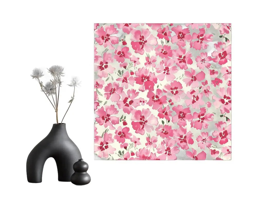 12" X 12" White And Pink Flower Floral Canvas Square Hanging Wall Decor HomeRoots
