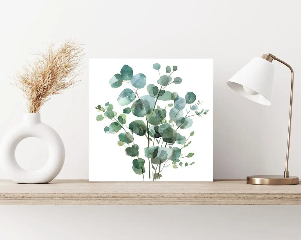 12" X 12" White And Green Floral Canvas Square Hanging Wall Decor HomeRoots