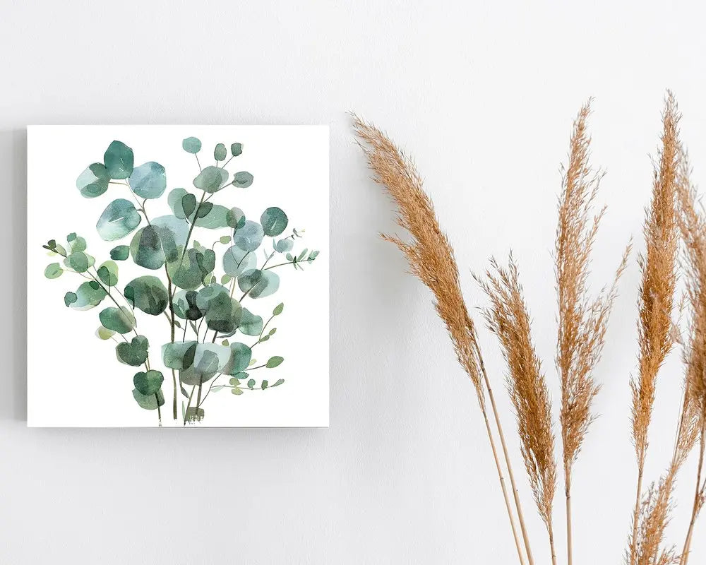 12" X 12" White And Green Floral Canvas Square Hanging Wall Decor HomeRoots