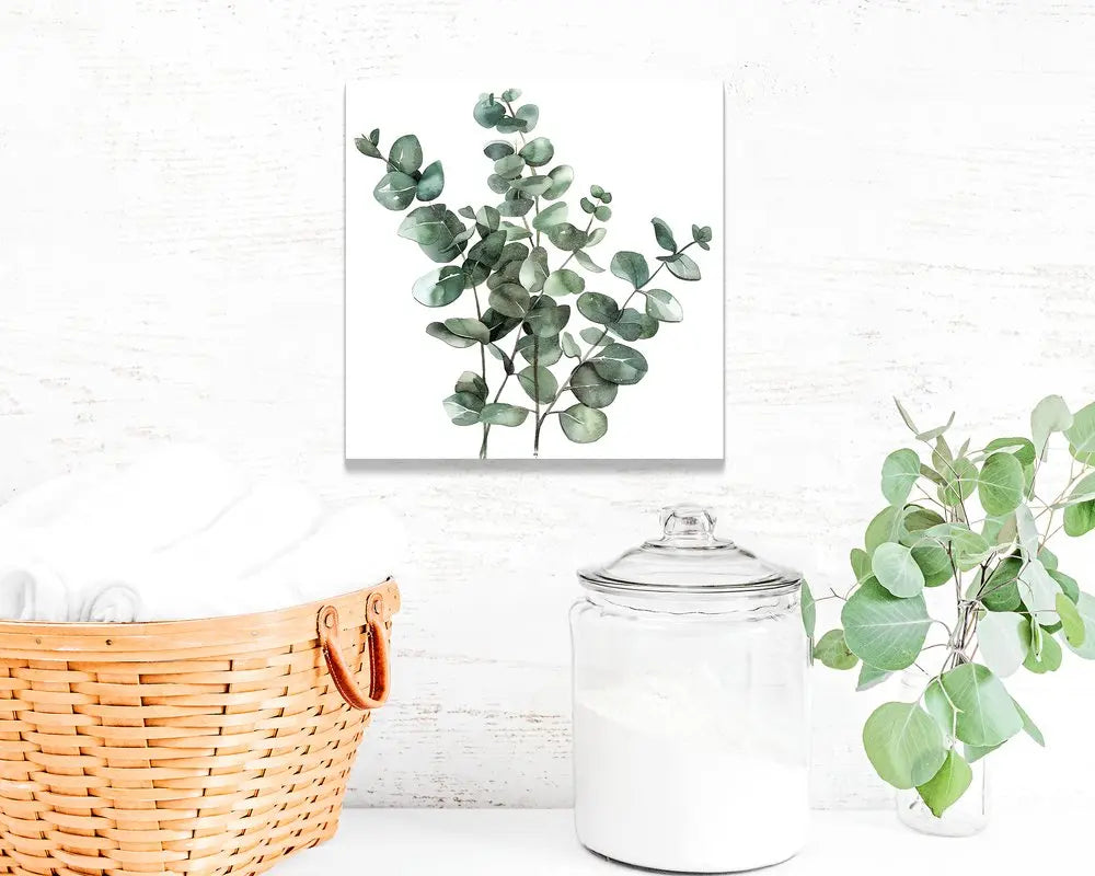 12" X 12" White And Green Floral Canvas Square Hanging Wall Decor HomeRoots