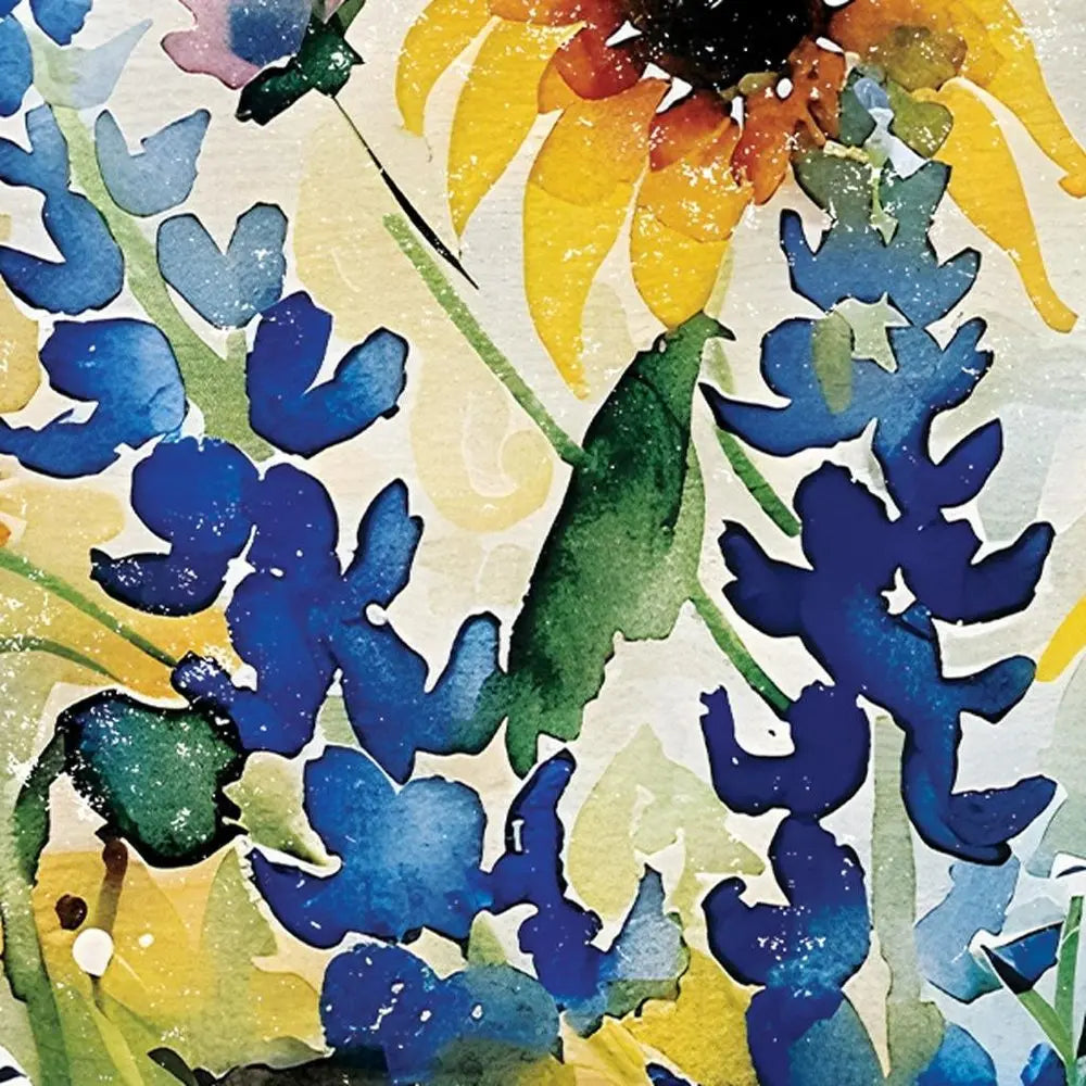 11" X 36" White Yellow And Blue Flower Floral Wood Hanging Wall Decor HomeRoots