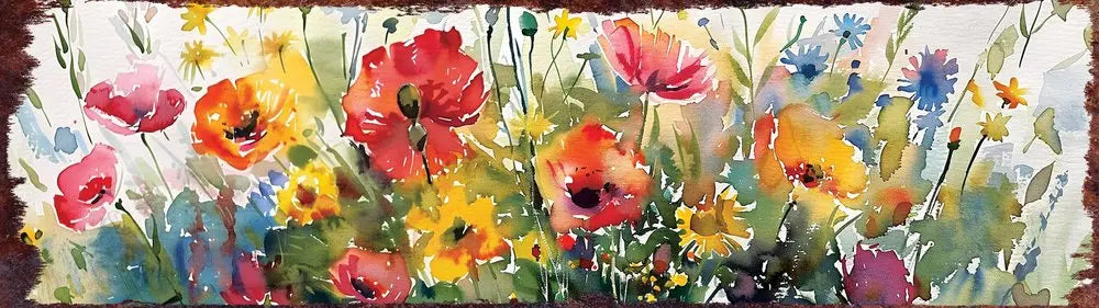 10" X 32" White Green And Red Flower Floral Wood Hanging Wall Decor HomeRoots