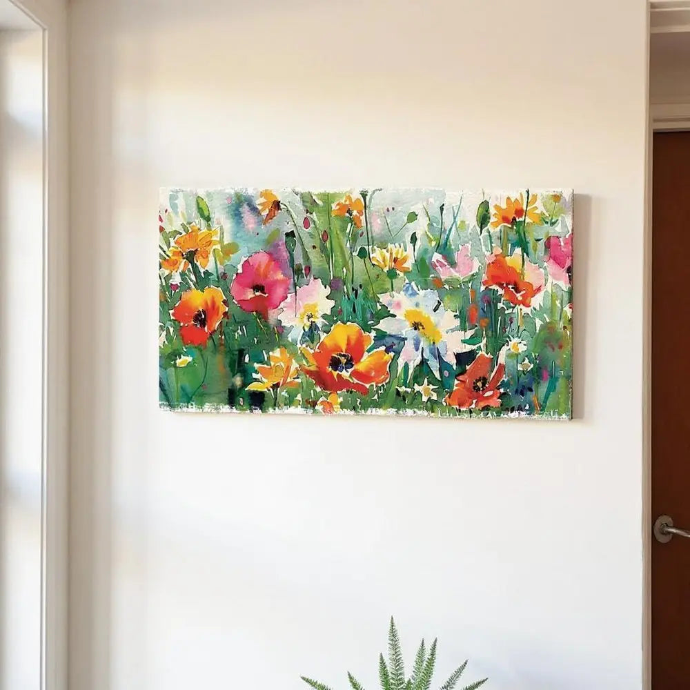 10" X 32" White Green And Red Flower Floral Wood Hanging Wall Decor HomeRoots