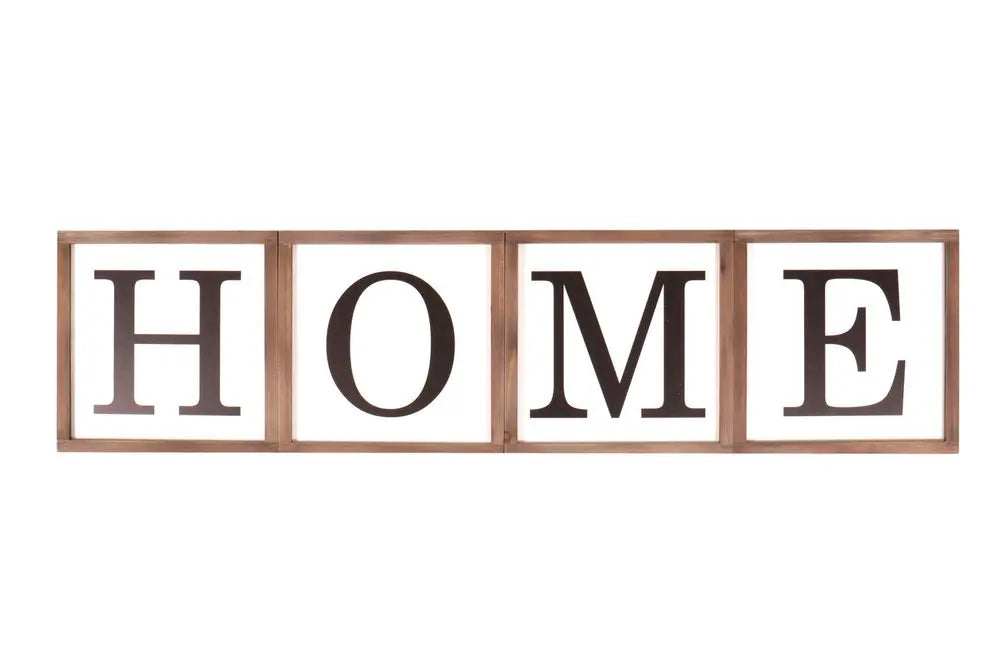 10" X 10" White Red And Black Home/ Love Wood Wall Decor HomeRoots