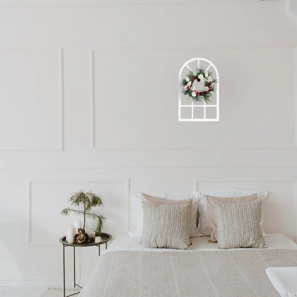 26" X 18" White Green And Red Floral Wood Hanging Wall Decor HomeRoots