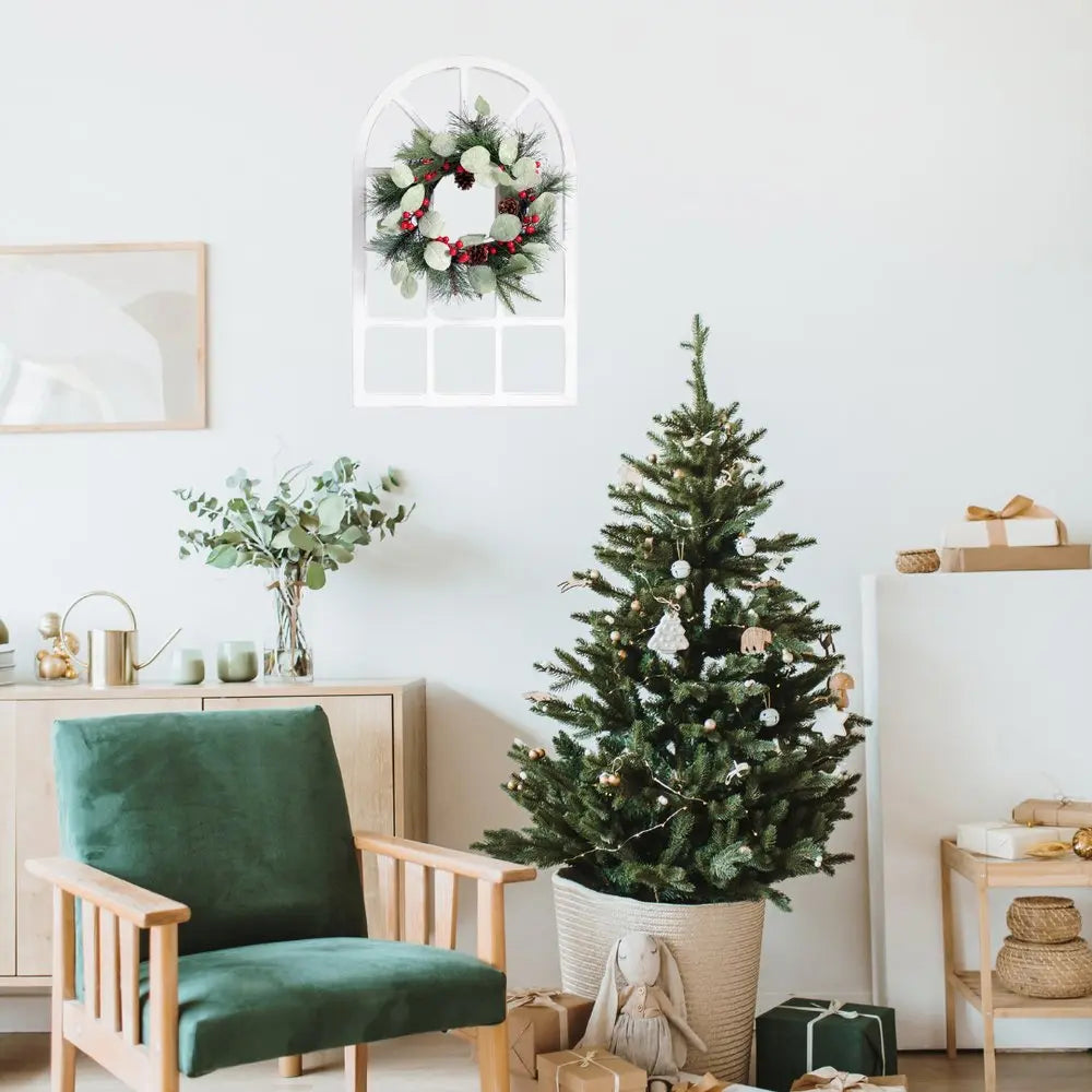 26" X 18" White Green And Red Floral Wood Hanging Wall Decor HomeRoots