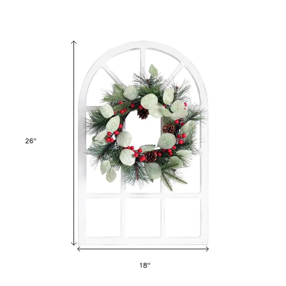 26" X 18" White Green And Red Floral Wood Hanging Wall Decor HomeRoots