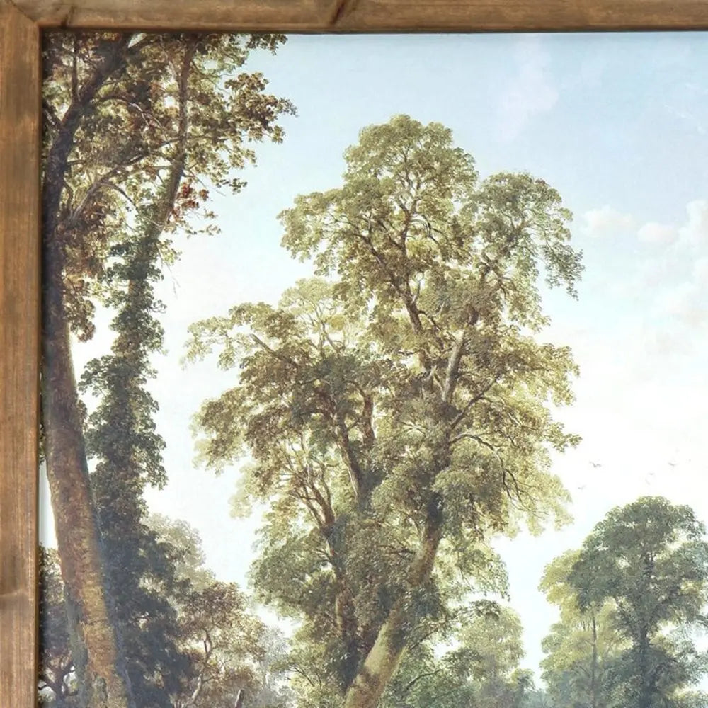 24" X 19" Green Brown And Blue Wood Framed Art HomeRoots