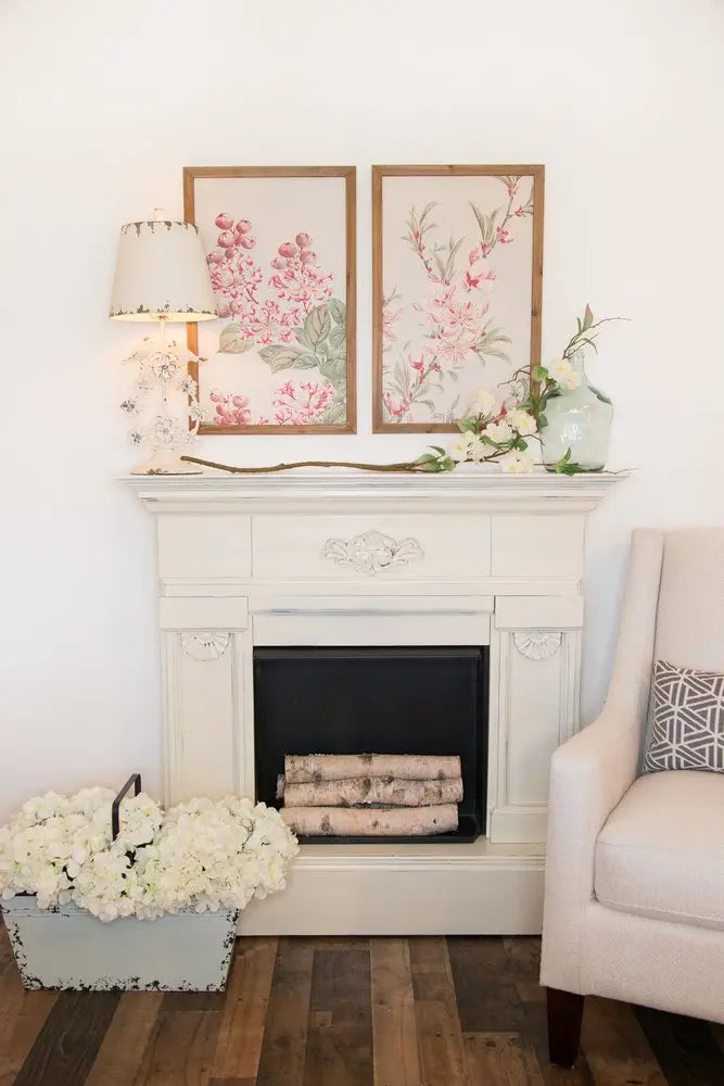 Set of Two Pink And Green Flower Floral Wood Framed Art HomeRoots