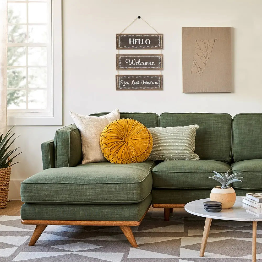 14" X 12" Brown And White "HELLO WELCOME NICE TO SEE YOU", "HELLO WELCOME YOU LOOK FABULOUS" Wood Wall Decor HomeRoots