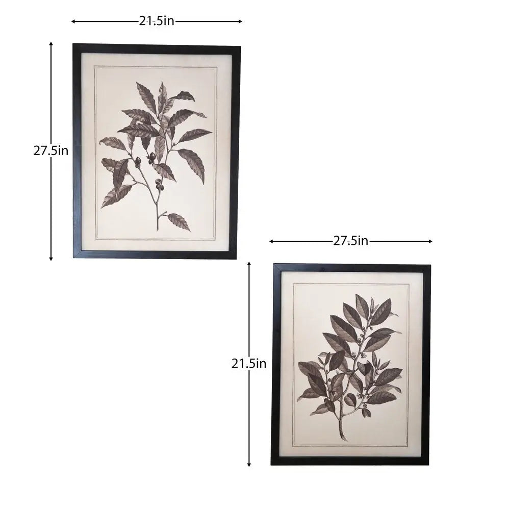 Set of Two Black And White Flower Canvas Square Framed Art HomeRoots