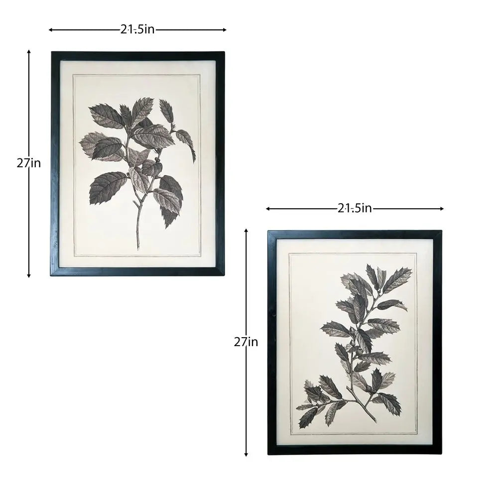 Set of Two Black And White Flower Canvas Square Framed Art HomeRoots