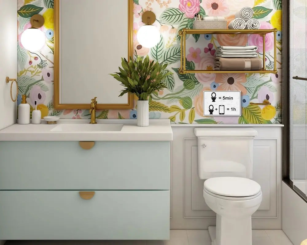 12" X 12" White And Black Toilet = 5 min, Toilet + Phone = 1 Hour Wood Wall Decor HomeRoots