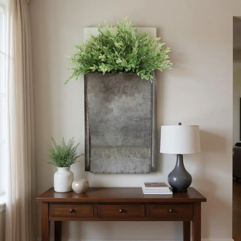 19" X 8" Silver And Green Wood Hanging Wall Decor HomeRoots