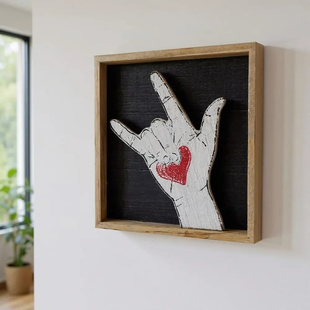 10" X 10" Black White And Red Wood Framed Art HomeRoots