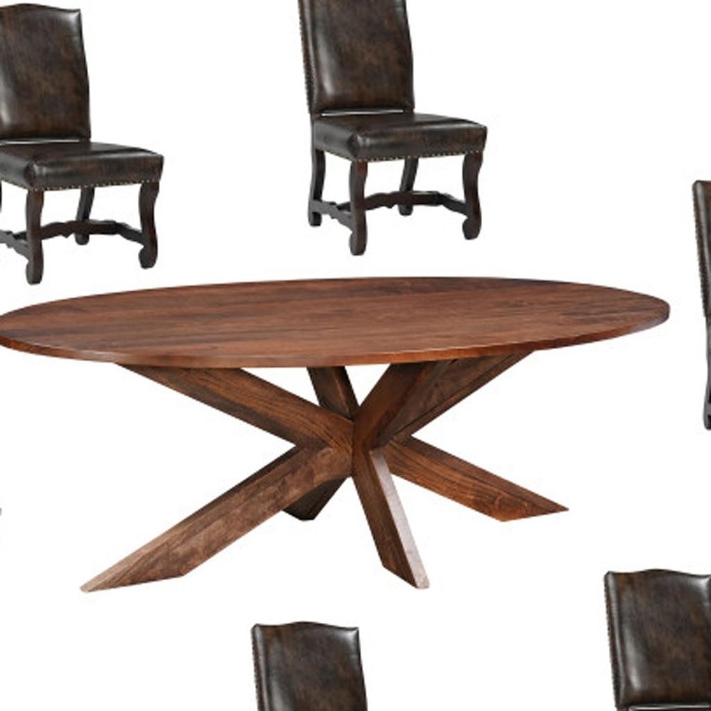 Seven Piece Brown Solid Wood Dining Set with Six Chairs - NOVA HOME FURNITURE