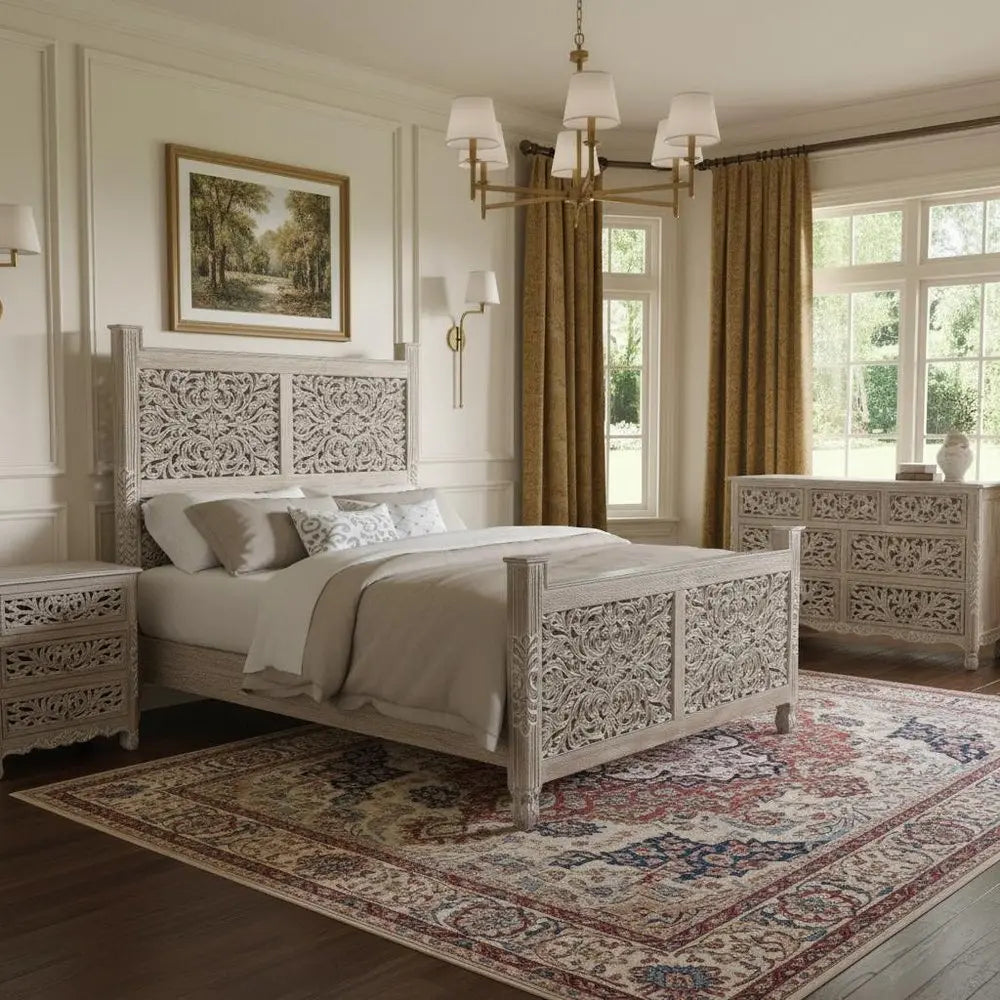 Three Piece Gray Solid Wood Bedroom Set HomeRoots