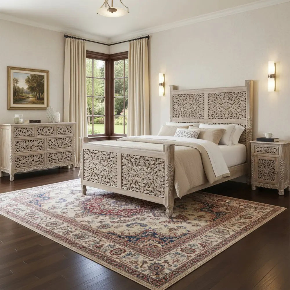 Three Piece Gray Solid Wood Bedroom Set HomeRoots