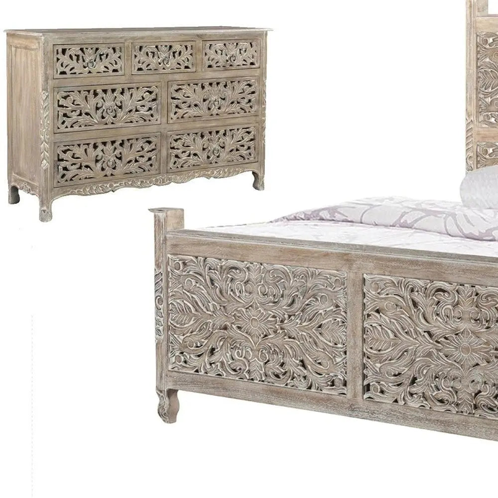 Three Piece Gray Solid Wood Bedroom Set HomeRoots