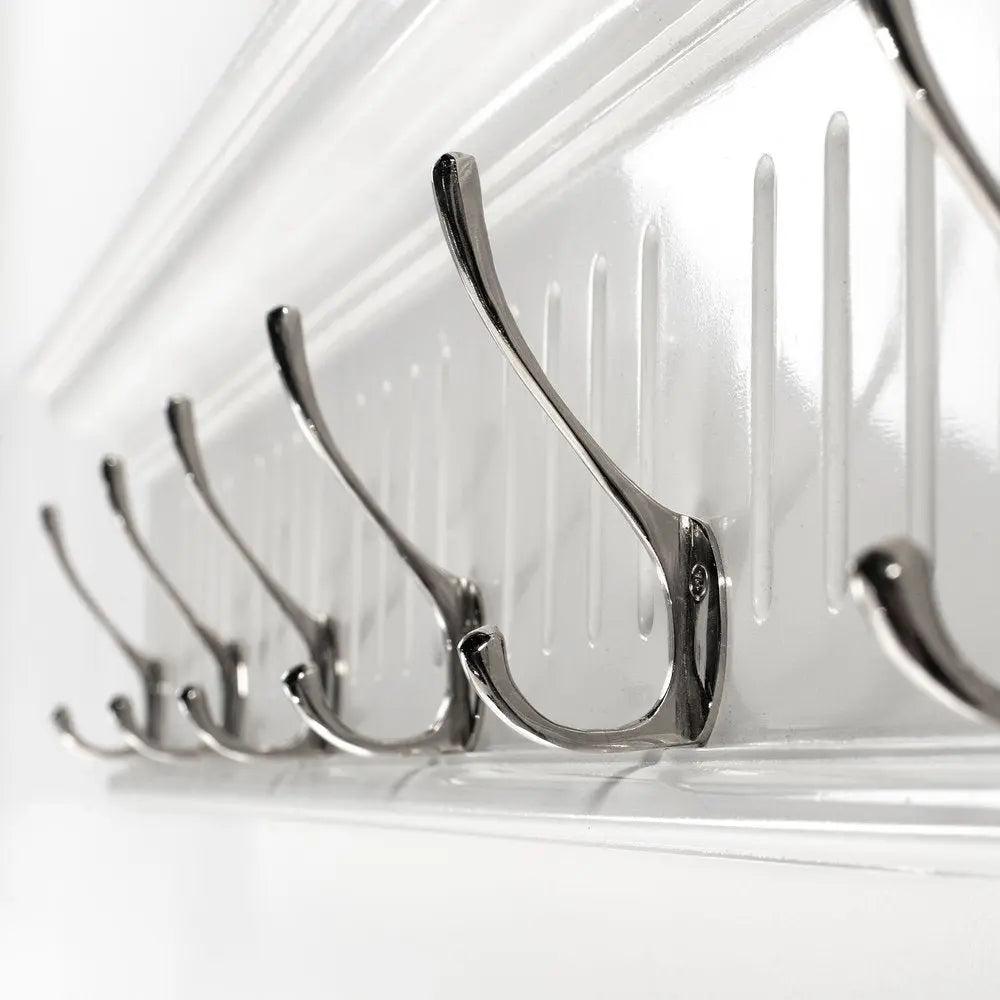 39" White Solid Wood Six Hook Wall Mount Coat Rack HomeRoots